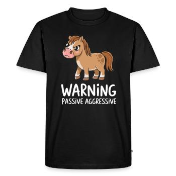 Warning Passive Aggressive Horse Cartoon - Men's Premium Organic T-Shirt - black - Front - Nico (187cm)