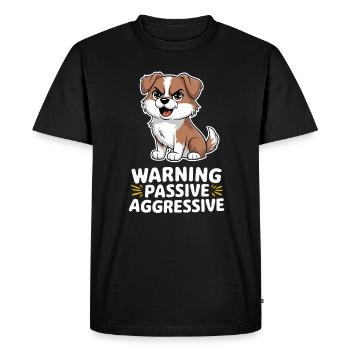 Avertissement Chien passif agressif Illustration - T-shirt Premium bio Homme - noir - Devant - Nico (187cm)