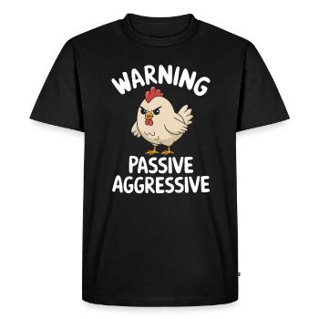 Attention Poulet Agressif Passif Motif Drôle - T-shirt Premium bio Homme - noir - Devant - Nico (187cm)
