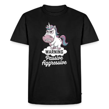 Avertissement Licorne passive agressive - T-shirt Premium bio Homme - noir - Devant - Nico (187cm)