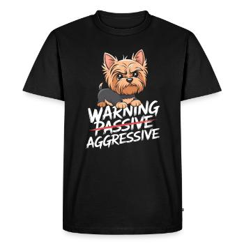 Caution Passive Aggressive Dog Motif - Men's Premium Organic T-Shirt - black - Front - Nico (187cm)