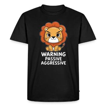 Avertissement du Lion passif agressif - T-shirt Premium bio Homme - noir - Devant - Nico (187cm)