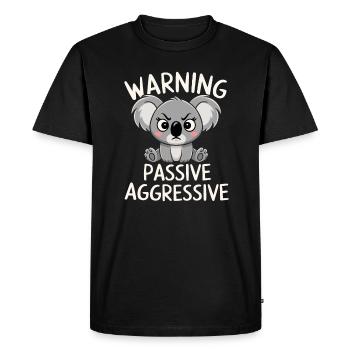 Avertissement : Passif, Agressif, Koala - T-shirt Premium bio Homme - noir - Devant - Nico (187cm)