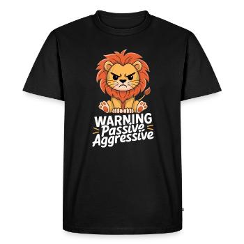 Attention au lion passif-agressif - T-shirt Premium bio Homme - noir - Devant - Nico (187cm)
