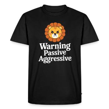 Avertissement Lion passif agressif - T-shirt Premium bio Homme - noir - Devant - Nico (187cm)