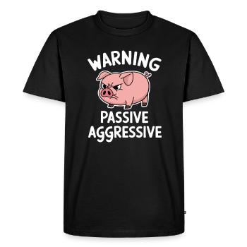 Avertissement Porc passif agressif - T-shirt Premium bio Homme - noir - Devant - Nico (187cm)