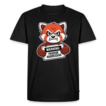 Avertissement : Humour passif agressif du panda roux - T-shirt Premium bio Homme - noir - Devant - Nico (187cm)