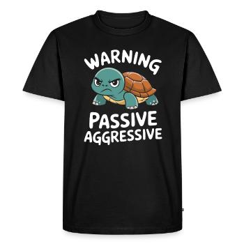 Warning: Passive, Aggressive, Turtle - Men's Premium Organic T-Shirt - black - Front - Nico (187cm)