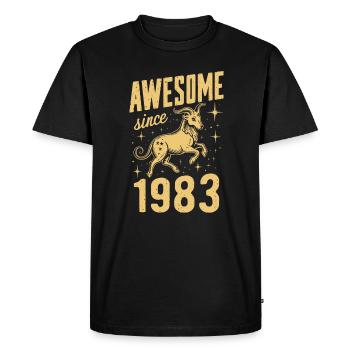 Capricorne anniversaire grand depuis 1983 - T-shirt Premium bio Homme - noir - Devant - Nico (187cm)