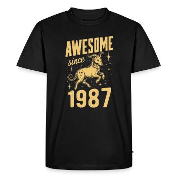 Capricorne anniversaire grand depuis 1987 - T-shirt Premium bio Homme - noir - Devant - Nico (187cm)