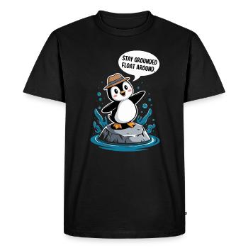Stay grounded hover around penguin - Men's Premium Organic T-Shirt - black - Front - Nico (187cm)