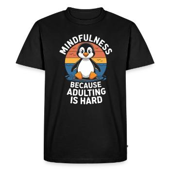 Mindfulness Penguin Adult Challenge - T-shirt Premium bio Homme - noir - Devant - Nico (187cm)