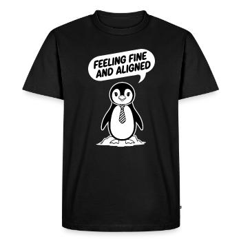 Penguin With Tie: Feeling Fine And Aligned - Men's Premium Organic T-Shirt - black - Front - Nico (187cm)