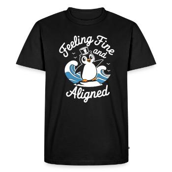 Feeling Fine And Aligned Funny Penguin - Men's Premium Organic T-Shirt - black - Front - Nico (187cm)