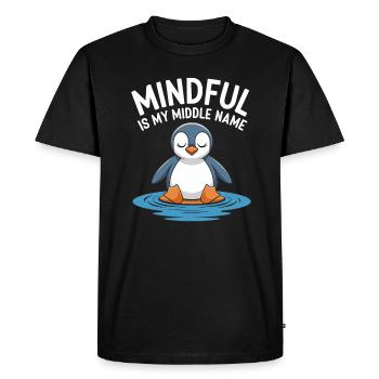 Méditation pingouin consciente Relaxation - T-shirt Premium bio Homme - noir - Devant - Nico (187cm)