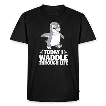 Aujourd’hui, je me dandine dans la vie Pingouin - T-shirt Premium bio Homme - noir - Devant - Nico (187cm)