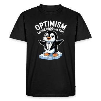 Optimism suits you well Penguin - Men's Premium Organic T-Shirt - black - Front - Nico (187cm)