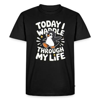 Today I'm waddling through my life Penguin - Men's Premium Organic T-Shirt - black - Front - Nico (187cm)
