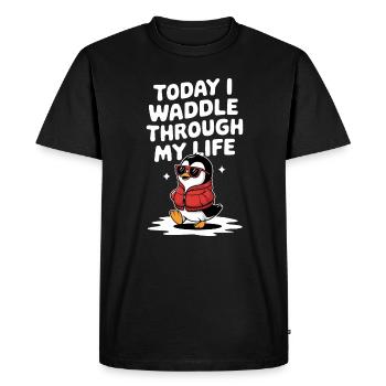 Today I'm waddling through my life Penguin - Men's Premium Organic T-Shirt - black - Front - Nico (187cm)