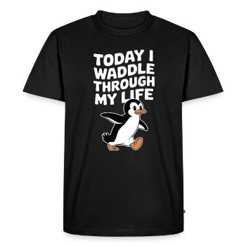 Aujourd’hui, je me dandine dans ma vie Penguin - T-shirt Premium bio Homme - noir - Devant - Nico (187cm)