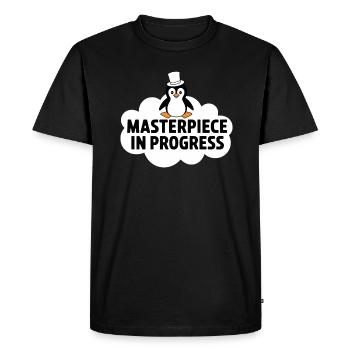 Penguin Masterpiece In Progress Cloud - Men's Premium Organic T-Shirt - black - Front - Nico (187cm)