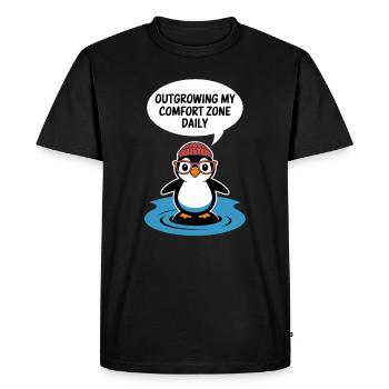 Grow Beyond Me Daily With Penguin - Men's Premium Organic T-Shirt - black - Front - Nico (187cm)