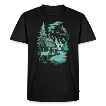 Enchanted Forest Landscape in Dark Cottagecore - Men's Premium Organic T-Shirt - black - Front - Nico (187cm)