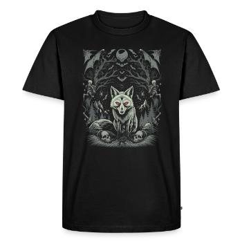 Dark Cottagecore Aesthetic Wolf in the Moonlight - Men's Premium Organic T-Shirt - black - Front - Nico (187cm)