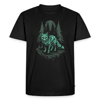Mystic Fox in Dark Cottagecore Forest - Men's Premium Organic T-Shirt - black - Front - Nico (187cm)