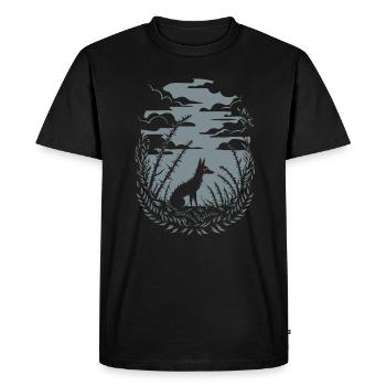 Cottagecore foncé loup motif nature - T-shirt Premium bio Homme - noir - Devant - Nico (187cm)
