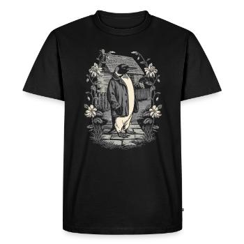 Esthétique cottagecore sombre avec pingouin élégant - T-shirt Premium bio Homme - noir - Devant - Nico (187cm)