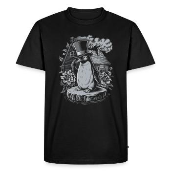 Pingouin Cottagecore foncé avec chapeau haut de forme - T-shirt Premium bio Homme - noir - Devant - Nico (187cm)
