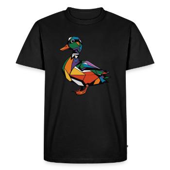 Canard graphique graphique coloré d’animal de ferme géométrique - T-shirt Premium bio Homme - noir - Devant - Nico (187cm)