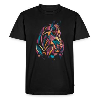 Geometric Farm Animals Artwork Colorful Horse - Men's Premium Organic T-Shirt - black - Front - Nico (187cm)