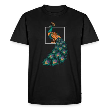 Géométrique Ferme Animal Graphique Paon Art - T-shirt Premium bio Homme - noir - Devant - Nico (187cm)
