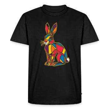 Lapin graphique coloré géométrique de la ferme - T-shirt Premium bio Homme - noir - Devant - Nico (187cm)