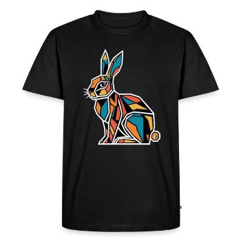 Lapin graphique géométrique d’animal de la ferme - T-shirt Premium bio Homme - noir - Devant - Nico (187cm)