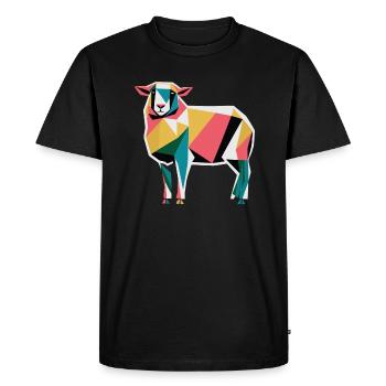 Mouton graphique graphique d’animal de ferme géométrique coloré - T-shirt Premium bio Homme - noir - Devant - Nico (187cm)