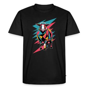 Geometric Farm Animal Artwork - Colored Sheep - Men's Premium Organic T-Shirt - black - Front - Nico (187cm)