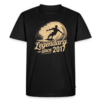 Légendaire depuis 2017 Anniversaire Surfeur - T-shirt Premium bio Homme - noir - Devant - Nico (187cm)