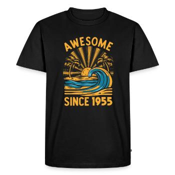 Awesome Since 1955 Birthday Beach - Men's Premium Organic T-Shirt - black - Front - Nico (187cm)
