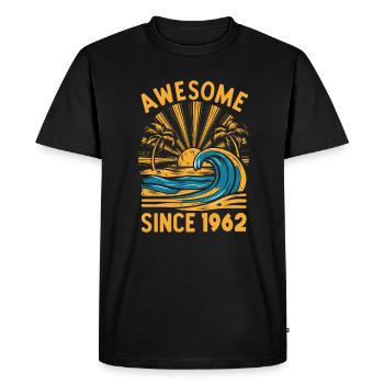 Awesome Since 1962 Birthday Beach - Men's Premium Organic T-Shirt - black - Front - Nico (187cm)