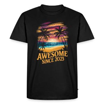 Awesome Since 2023 Beach Sunset - Men's Premium Organic T-Shirt - black - Front - Nico (187cm)