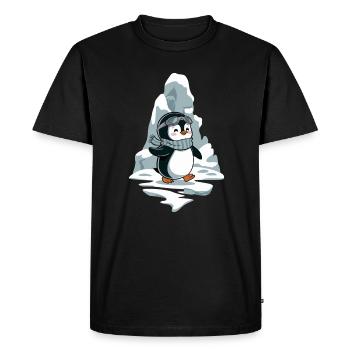 Pingouin joyeux avec écharpe et lunettes devant - T-shirt Premium bio Homme - noir - Devant - Nico (187cm)