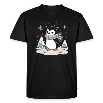 Pingouin drôle au pays des merveilles de l’hiver - T-shirt Premium bio Homme - noir - Devant - Nico (187cm)