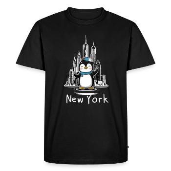 Pingouin mignon à New York - T-shirt Premium bio Homme - noir - Devant - Nico (187cm)