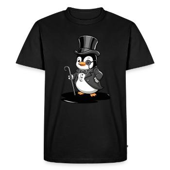 Pingouin élégant avec chapeau haut de forme - T-shirt Premium bio Homme - noir - Devant - Nico (187cm)