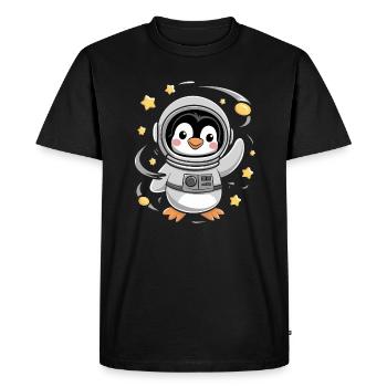 Penguin Astronaut Adventure In Space - Men's Premium Organic T-Shirt - black - Front - Nico (187cm)