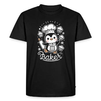 Mignon pingouin boulanger avec des muffins et - T-shirt Premium bio Homme - noir - Devant - Nico (187cm)