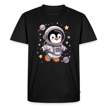 Mignon pingouin astronaute dans l’espace - T-shirt Premium bio Homme - noir - Devant - Nico (187cm)
